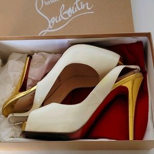 Christian Louboutin White/Gold No Prive 37.5